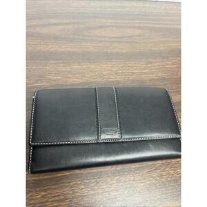 Coach Hampton Black Leather Trifold Wallet
